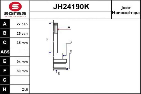 SNRA JH24190K - Шарнирный комплект, ШРУС, приводной вал autosila-amz.com