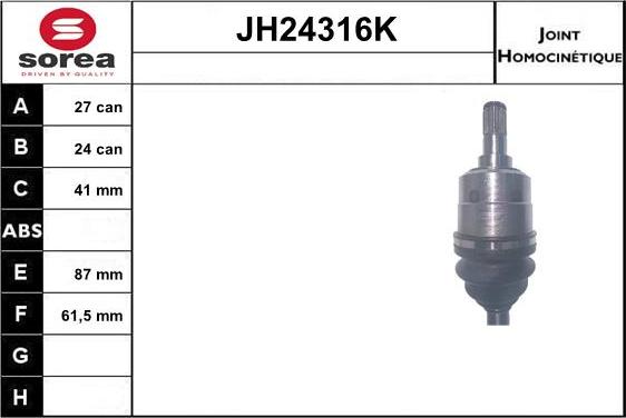 SNRA JH24316K - Шарнирный комплект, ШРУС, приводной вал autosila-amz.com
