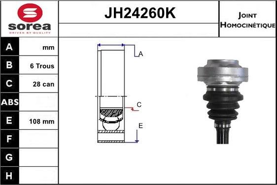 SNRA JH24260K - Шарнирный комплект, ШРУС, приводной вал autosila-amz.com