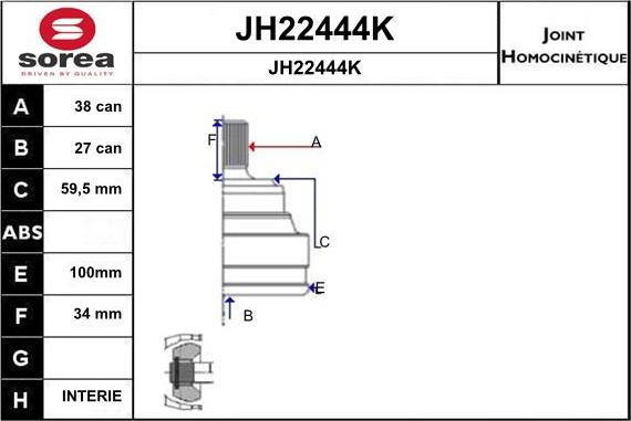 SNRA JH22444K - Шарнирный комплект, ШРУС, приводной вал autosila-amz.com