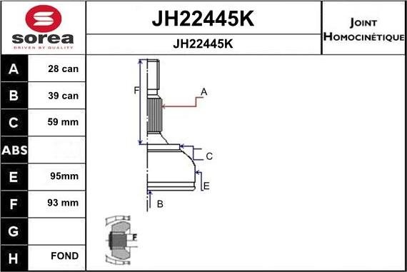 SNRA JH22445K - Шарнирный комплект, ШРУС, приводной вал autosila-amz.com