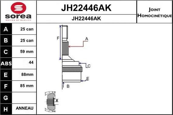 SNRA JH22446AK - Шарнирный комплект, ШРУС, приводной вал autosila-amz.com