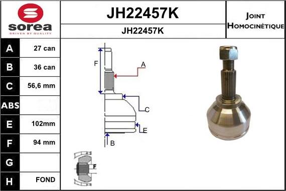 SNRA JH22457K - Шарнирный комплект, ШРУС, приводной вал autosila-amz.com