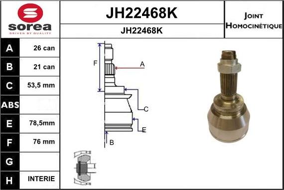 SNRA JH22468K - Шарнирный комплект, ШРУС, приводной вал autosila-amz.com