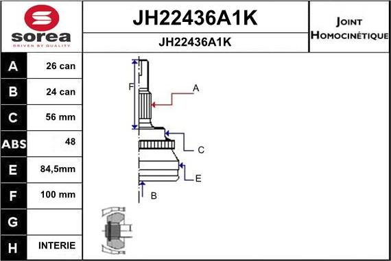 SNRA JH22436A1K - Шарнирный комплект, ШРУС, приводной вал autosila-amz.com