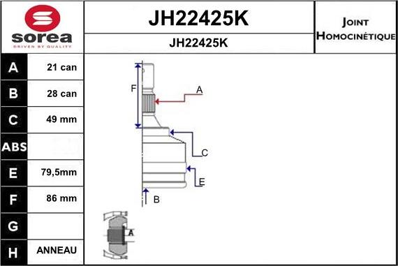 SNRA JH22425K - Шарнирный комплект, ШРУС, приводной вал autosila-amz.com