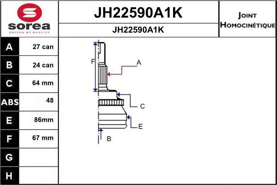 SNRA JH22590A1K - Шарнирный комплект, ШРУС, приводной вал autosila-amz.com