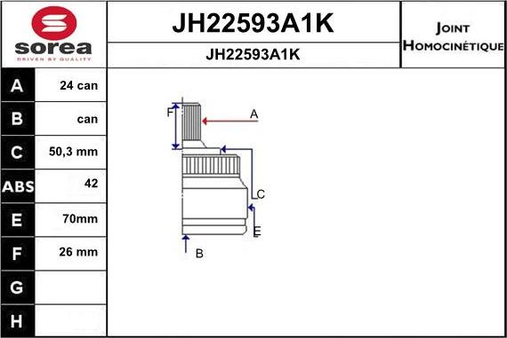 SNRA JH22593A1K - Шарнирный комплект, ШРУС, приводной вал autosila-amz.com