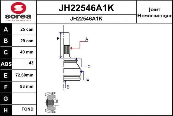 SNRA JH22546A1K - Шарнирный комплект, ШРУС, приводной вал autosila-amz.com