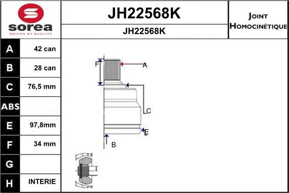 SNRA JH22568K - Шарнирный комплект, ШРУС, приводной вал autosila-amz.com