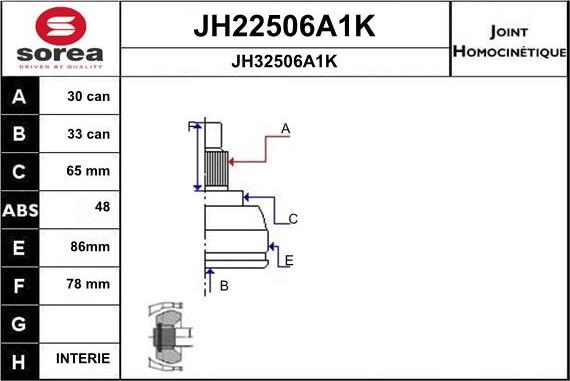 SNRA JH22506A1K - Шарнирный комплект, ШРУС, приводной вал autosila-amz.com