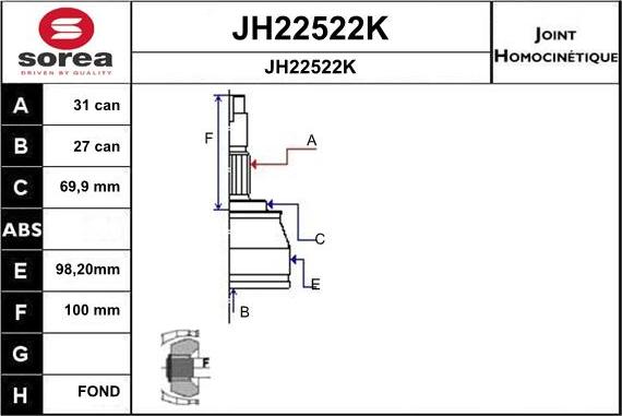 SNRA JH22522K - Шарнирный комплект, ШРУС, приводной вал autosila-amz.com