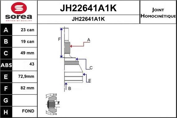 SNRA JH22641A1K - Шарнирный комплект, ШРУС, приводной вал autosila-amz.com