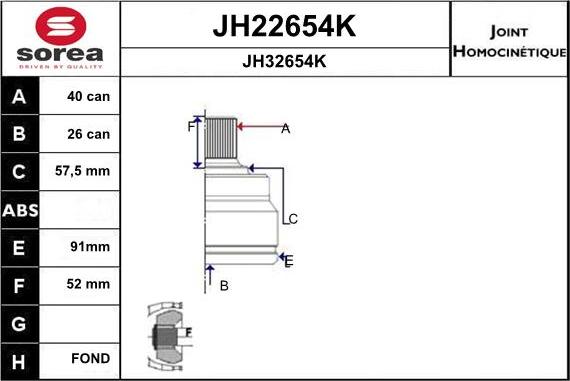 SNRA JH22654K - Шарнирный комплект, ШРУС, приводной вал autosila-amz.com