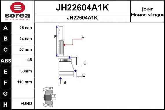 SNRA JH22604A1K - Шарнирный комплект, ШРУС, приводной вал autosila-amz.com