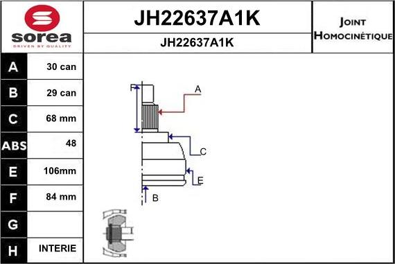 SNRA JH22637A1K - Шарнирный комплект, ШРУС, приводной вал autosila-amz.com