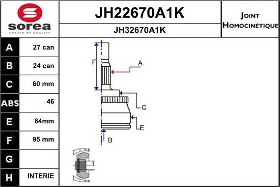 SNRA JH22670A1K - Шарнирный комплект, ШРУС, приводной вал autosila-amz.com