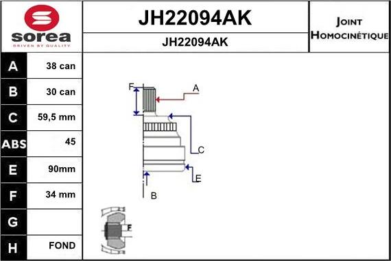 SNRA JH22094AK - Шарнирный комплект, ШРУС, приводной вал autosila-amz.com