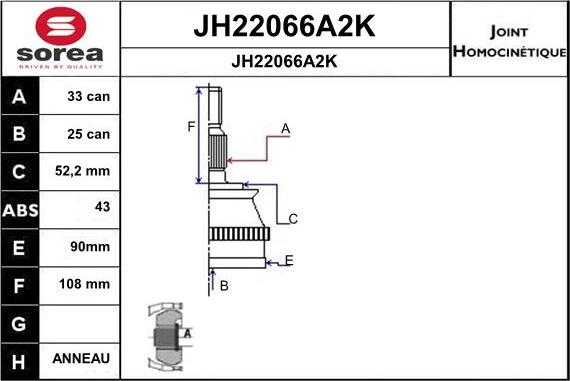 SNRA JH22066A2K - Шарнирный комплект, ШРУС, приводной вал autosila-amz.com