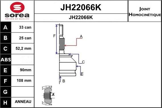 SNRA JH22066K - Шарнирный комплект, ШРУС, приводной вал autosila-amz.com
