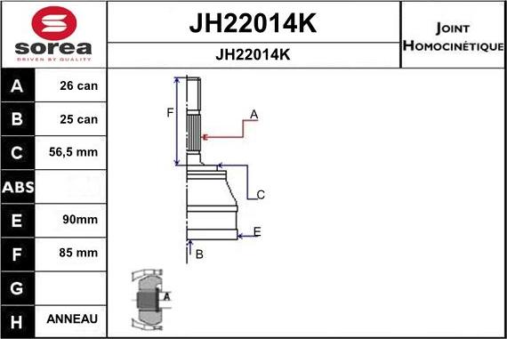 SNRA JH22014K - Шарнирный комплект, ШРУС, приводной вал autosila-amz.com