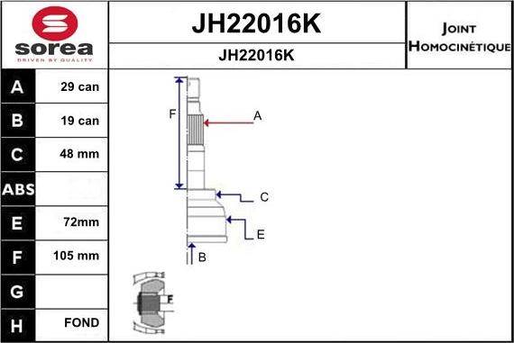 SNRA JH22016K - Шарнирный комплект, ШРУС, приводной вал autosila-amz.com