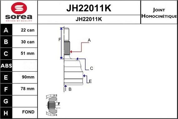 SNRA JH22011K - Шарнирный комплект, ШРУС, приводной вал autosila-amz.com