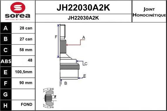 SNRA JH22030A2K - Шарнирный комплект, ШРУС, приводной вал autosila-amz.com