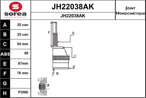 SNRA JH22038AK - Шарнирный комплект, ШРУС, приводной вал autosila-amz.com