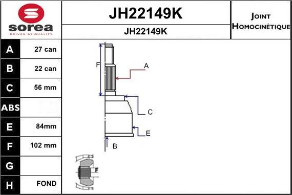 SNRA JH22149K - Шарнирный комплект, ШРУС, приводной вал autosila-amz.com