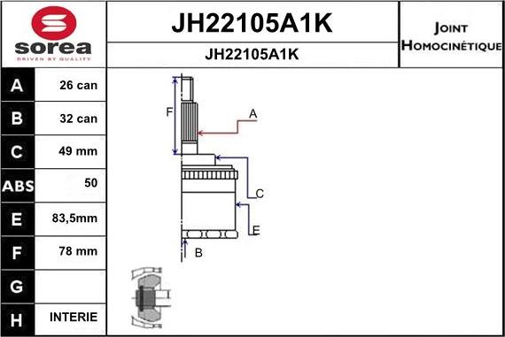 SNRA JH22105A1K - Шарнирный комплект, ШРУС, приводной вал autosila-amz.com