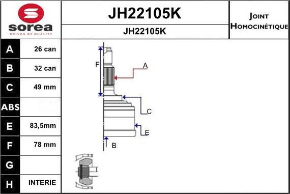 SNRA JH22105K - Шарнирный комплект, ШРУС, приводной вал autosila-amz.com