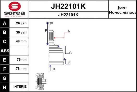 SNRA JH22101K - Шарнирный комплект, ШРУС, приводной вал autosila-amz.com