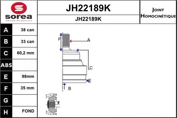 SNRA JH22189K - Шарнирный комплект, ШРУС, приводной вал autosila-amz.com