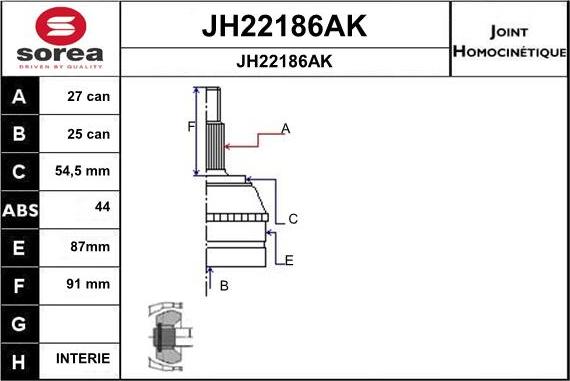 SNRA JH22186AK - Шарнирный комплект, ШРУС, приводной вал autosila-amz.com