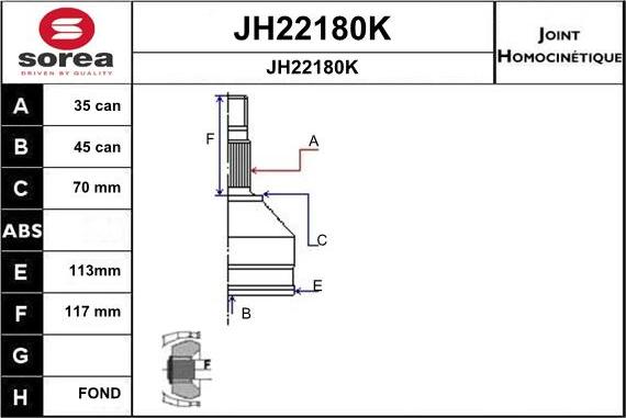 SNRA JH22180K - Шарнирный комплект, ШРУС, приводной вал autosila-amz.com