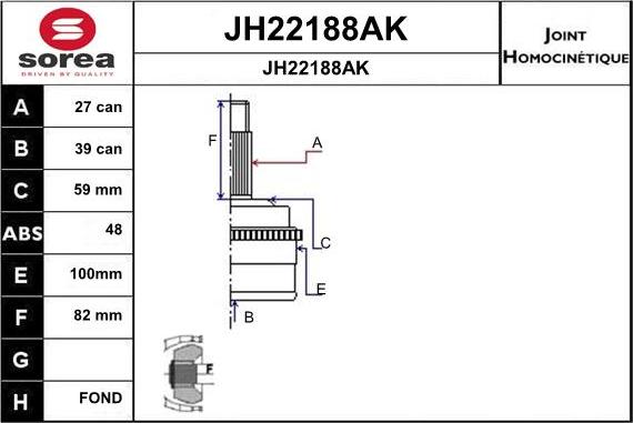 SNRA JH22188AK - Шарнирный комплект, ШРУС, приводной вал autosila-amz.com