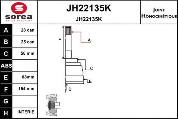 SNRA JH22135K - Шарнирный комплект, ШРУС, приводной вал autosila-amz.com