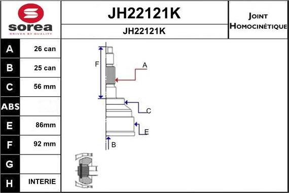 SNRA JH22121K - Шарнирный комплект, ШРУС, приводной вал autosila-amz.com