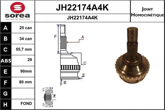 SNRA JH22174A4K - Шарнирный комплект, ШРУС, приводной вал autosila-amz.com