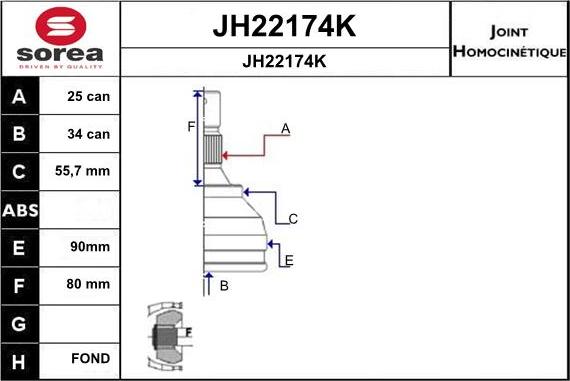 SNRA JH22174K - Шарнирный комплект, ШРУС, приводной вал autosila-amz.com
