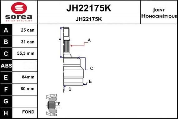 SNRA JH22175K - Шарнирный комплект, ШРУС, приводной вал autosila-amz.com