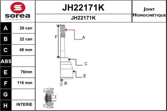 SNRA JH22171K - Шарнирный комплект, ШРУС, приводной вал autosila-amz.com