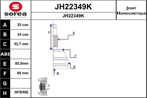 SNRA JH22349K - Шарнирный комплект, ШРУС, приводной вал autosila-amz.com