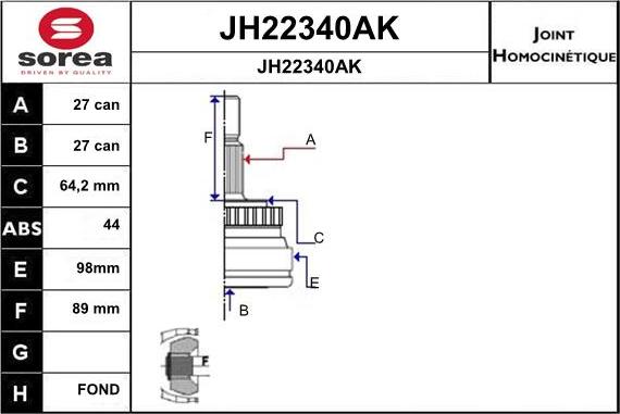 SNRA JH22340AK - Шарнирный комплект, ШРУС, приводной вал autosila-amz.com