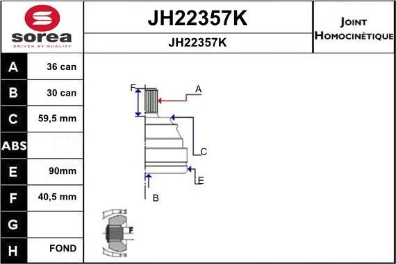 SNRA JH22357K - Шарнирный комплект, ШРУС, приводной вал autosila-amz.com