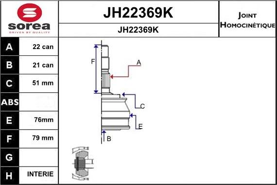 SNRA JH22369K - Шарнирный комплект, ШРУС, приводной вал autosila-amz.com
