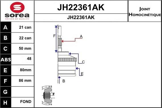 SNRA JH22361AK - Шарнирный комплект, ШРУС, приводной вал autosila-amz.com