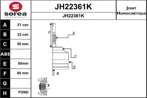 SNRA JH22361K - Шарнирный комплект, ШРУС, приводной вал autosila-amz.com