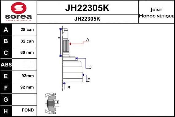 SNRA JH22305K - Шарнирный комплект, ШРУС, приводной вал autosila-amz.com